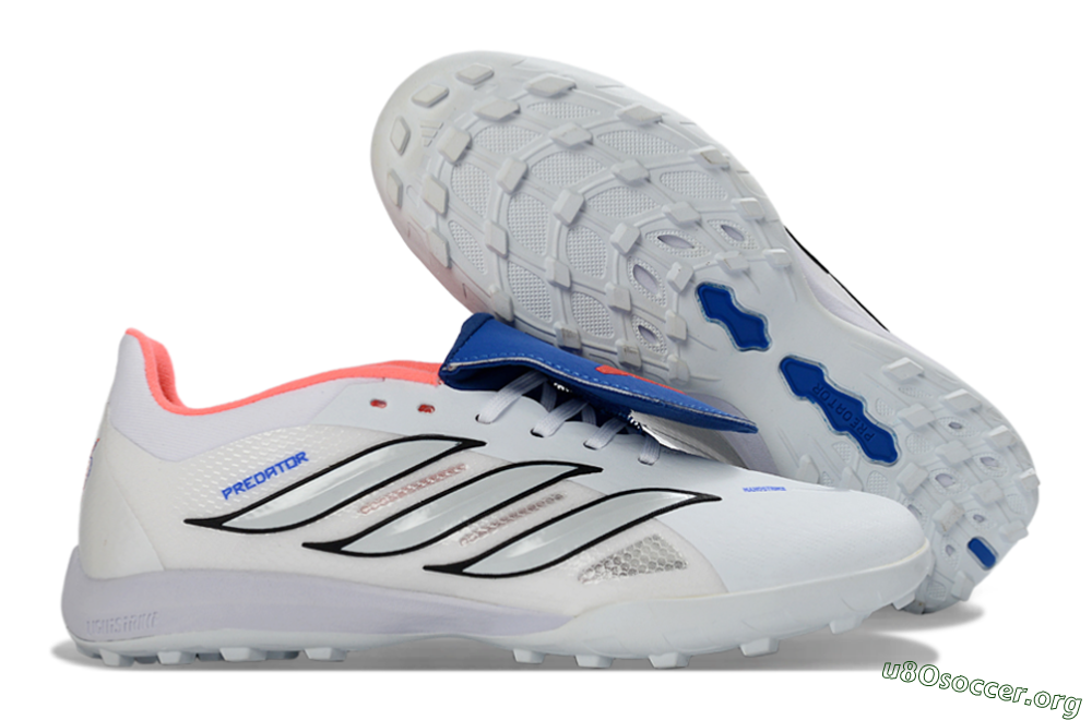 Adidas Predator 26 Elite Fold-Over Tongue TF Football Shoes - White/Electric Blue/Fiery Red 2