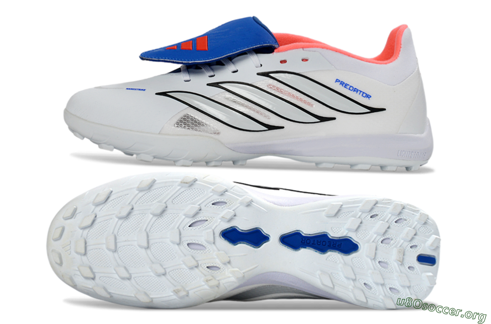 Adidas Predator 26 Elite Fold-Over Tongue TF Football Shoes - White/Electric Blue/Fiery Red 1