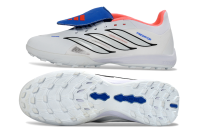 Adidas Predator 26 Elite Fold-Over Tongue TF Football Shoes - White/Electric Blue/Fiery Red
