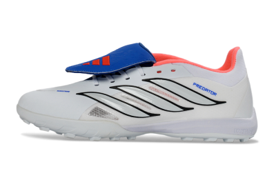 Adidas Predator 26 Elite Fold-Over Tongue TF Football Shoes - White/Electric Blue/Fiery Red