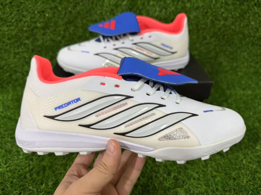 Adidas Predator 26 Elite Fold-Over Tongue TF Football Shoes - White/Electric Blue/Fiery Red