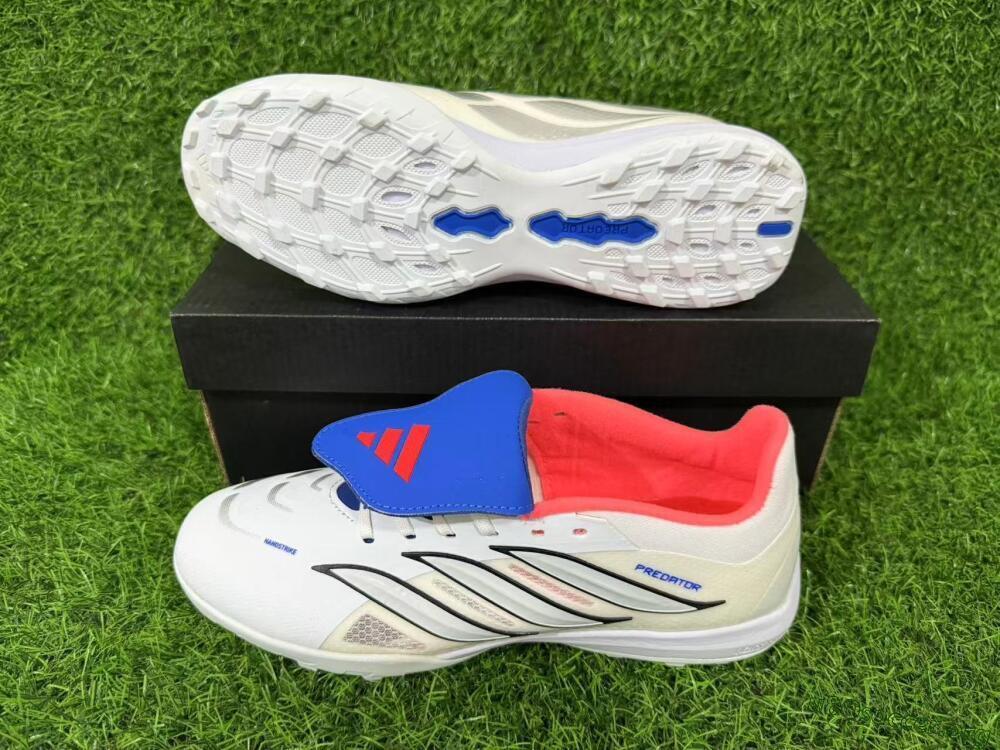 Adidas Predator 26 Elite Fold-Over Tongue TF Football Shoes - White/Electric Blue/Fiery Red