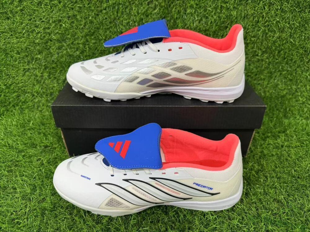 Adidas Predator 26 Elite Fold-Over Tongue TF Football Shoes - White/Electric Blue/Fiery Red