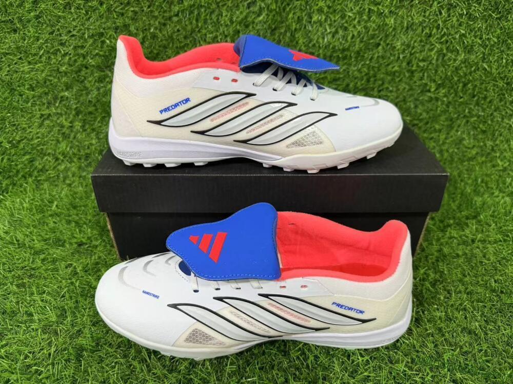 Adidas Predator 26 Elite Fold-Over Tongue TF Football Shoes - White/Electric Blue/Fiery Red