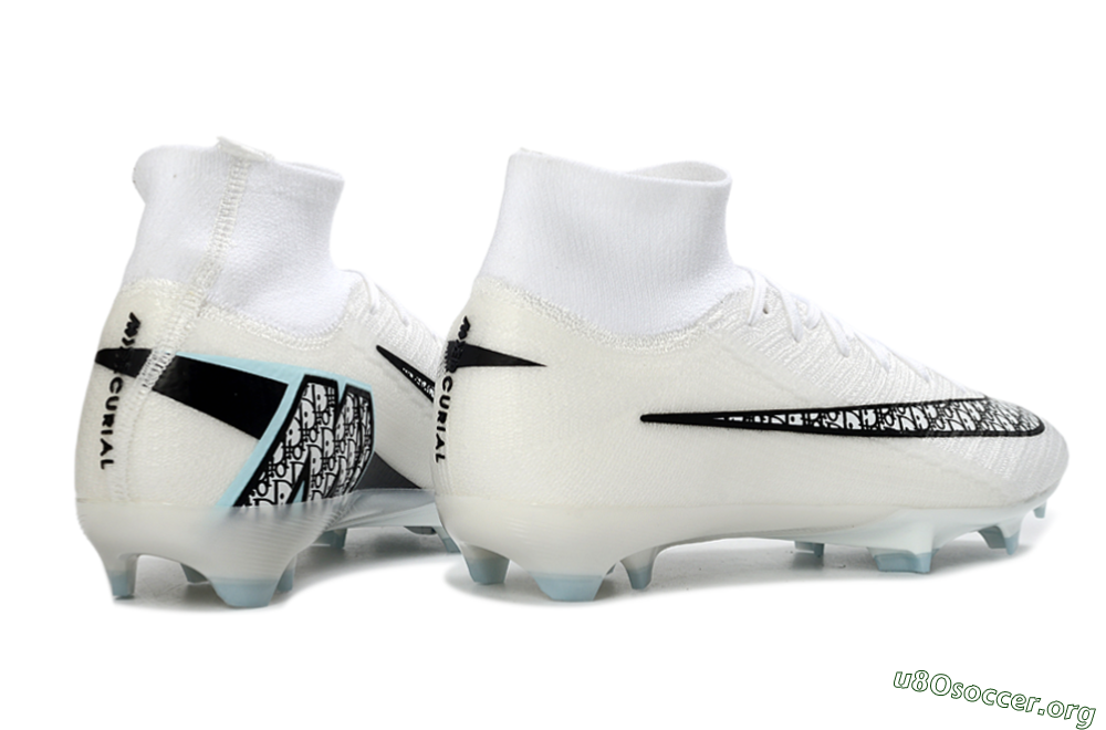 Nike Air Zoom Mercurial Superfly 10 Elite FG Football Boots - White/Black/Light Blue 7