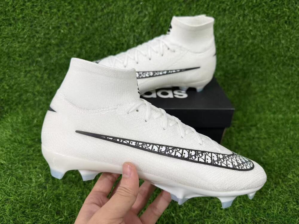 Nike Air Zoom Mercurial Superfly 10 Elite FG Football Boots - White/Black/Light Blue