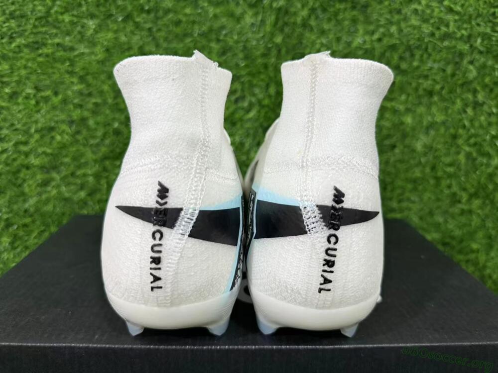 Nike Air Zoom Mercurial Superfly 10 Elite FG Football Boots - White/Black/Light Blue
