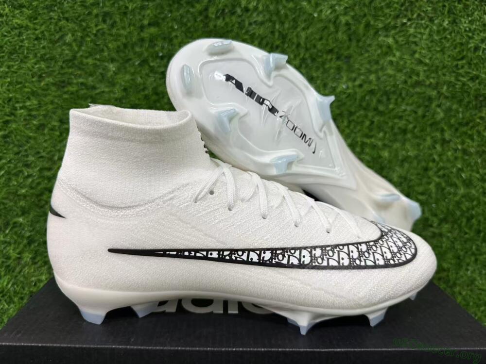 Nike Air Zoom Mercurial Superfly 10 Elite FG Football Boots - White/Black/Light Blue