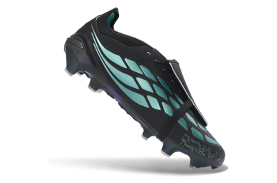 Adidas Predator 26 Elite Fold-Over Tongue FG Football Boots - Black/Electric Blue/Metallic Teal