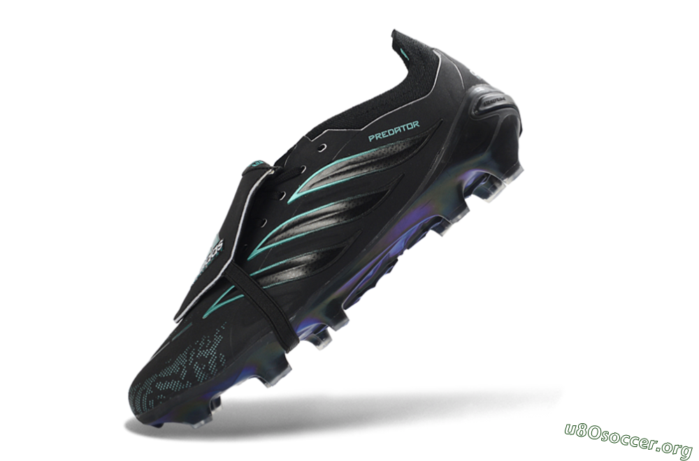 Adidas Predator 26 Elite Fold-Over Tongue FG Football Boots - Black/Electric Blue/Metallic Teal 6