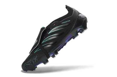 Adidas Predator 26 Elite Fold-Over Tongue FG Football Boots - Black/Electric Blue/Metallic Teal