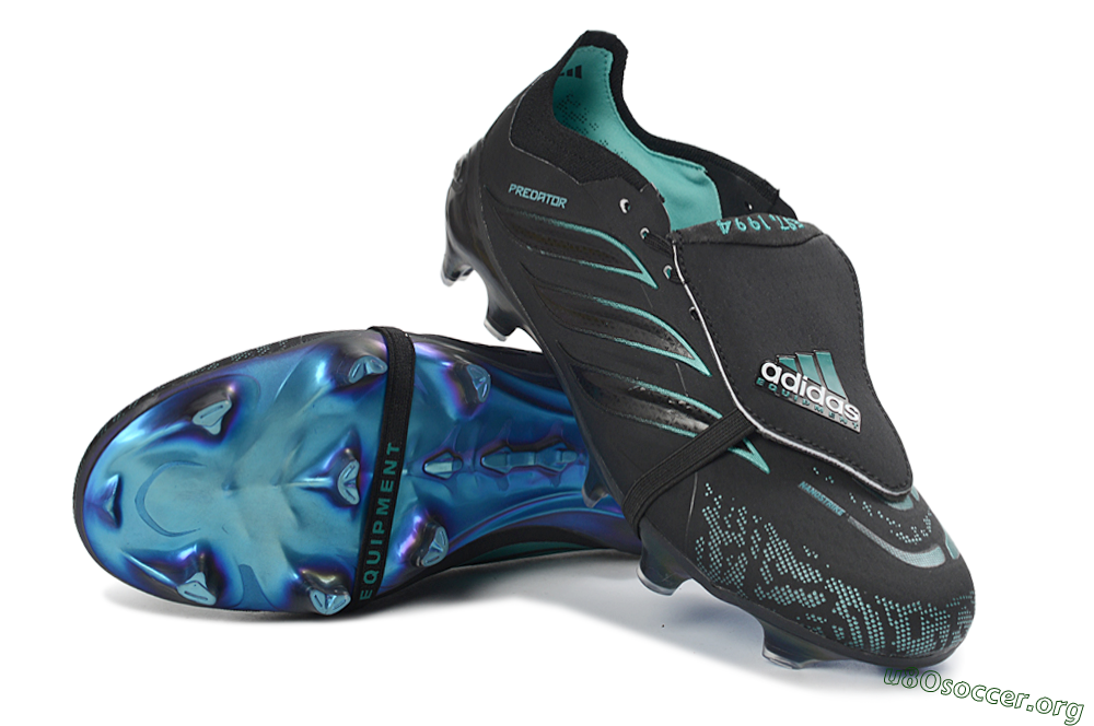 Adidas Predator 26 Elite Fold-Over Tongue FG Football Boots - Black/Electric Blue/Metallic Teal 4