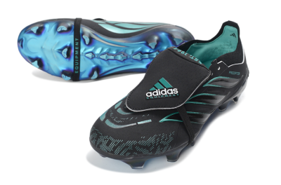 Adidas Predator 26 Elite Fold-Over Tongue FG Football Boots - Black/Electric Blue/Metallic Teal