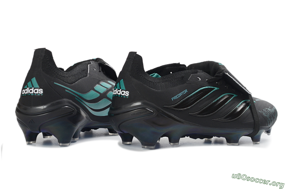 Adidas Predator 26 Elite Fold-Over Tongue FG Football Boots - Black/Electric Blue/Metallic Teal 7
