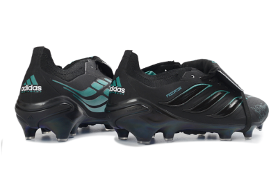 Adidas Predator 26 Elite Fold-Over Tongue FG Football Boots - Black/Electric Blue/Metallic Teal