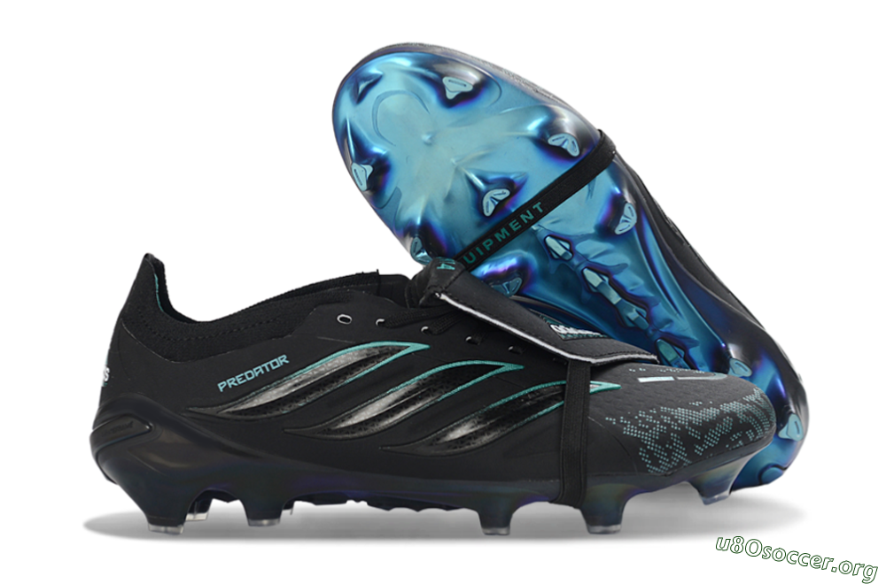 Adidas Predator 26 Elite Fold-Over Tongue FG Football Boots - Black/Electric Blue/Metallic Teal 2
