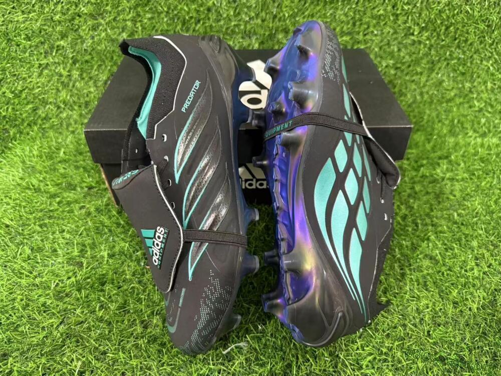 Adidas Predator 26 Elite Fold-Over Tongue FG Football Boots - Black/Electric Blue/Metallic Teal