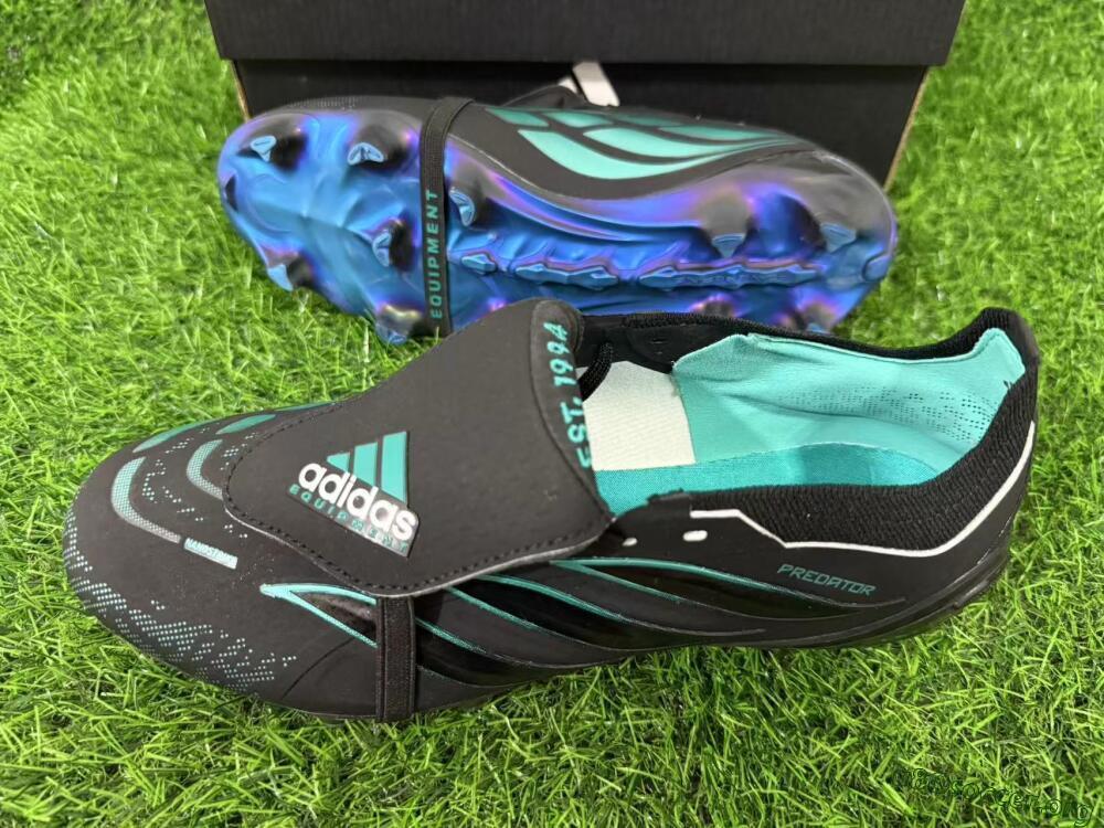Adidas Predator 26 Elite Fold-Over Tongue FG Football Boots - Black/Electric Blue/Metallic Teal