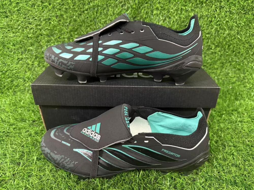 Adidas Predator 26 Elite Fold-Over Tongue FG Football Boots - Black/Electric Blue/Metallic Teal