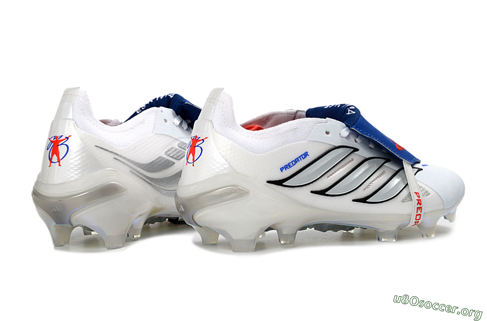 Adidas Predator 26 Elite Fold-Over Tongue FG Football Boots - White/Electric Blue/Silver Gray 7