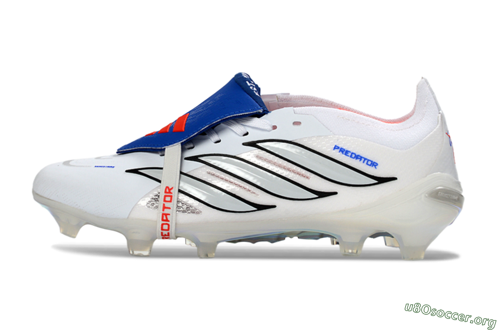 Adidas Predator 26 Elite Fold-Over Tongue FG Football Boots - White/Electric Blue/Silver Gray 3