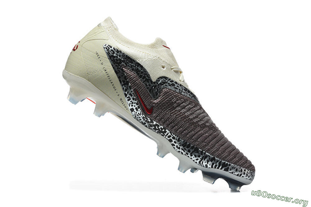 Nike Phantom 6 Elite Low FG Football Boots - Brown/Crimson Red/White 7