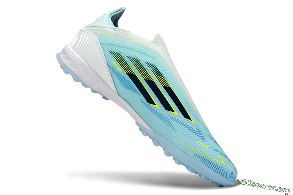 Adidas F50 Elite Laceless TF Football Shoes - Aqua/Sky Blue/Neon Yellow 5