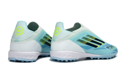 Adidas F50 Elite Laceless TF Football Shoes - Aqua/Sky Blue/Neon Yellow