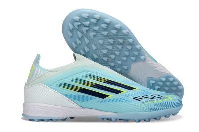 Adidas F50 Elite Laceless TF Football Shoes - Aqua/Sky Blue/Neon Yellow