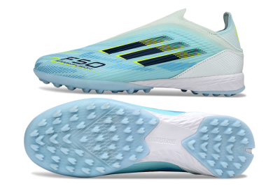 Adidas F50 Elite Laceless TF Football Shoes - Aqua/Sky Blue/Neon Yellow