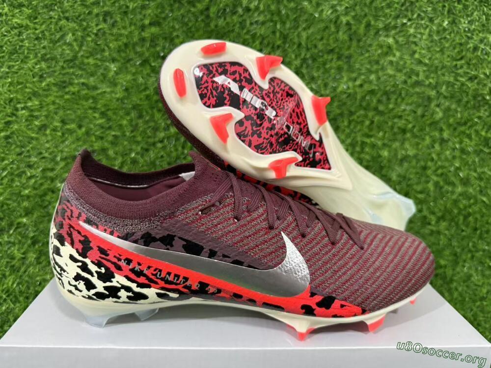 Nike Air Zoom Mercurial Vapor 16 Elite FG Football Boots - Maroon/Fiery Red/Muted Ivory