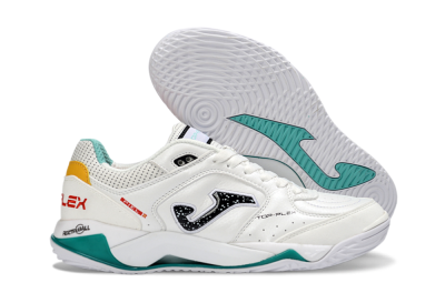 Joma Top Flex IC Football Shoes - White/Teal Splash/Golden Accent