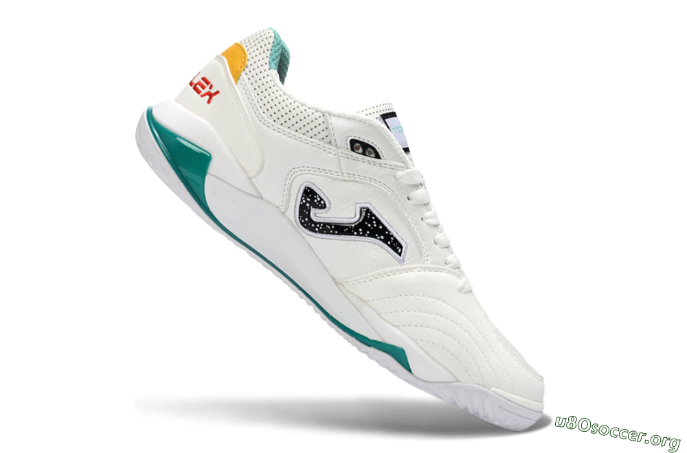 Joma Top Flex IC Football Shoes - White/Teal Splash/Golden Accent 4