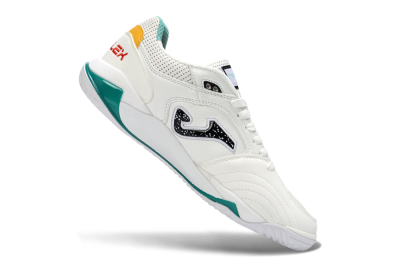 Joma Top Flex IC Football Shoes - White/Teal Splash/Golden Accent