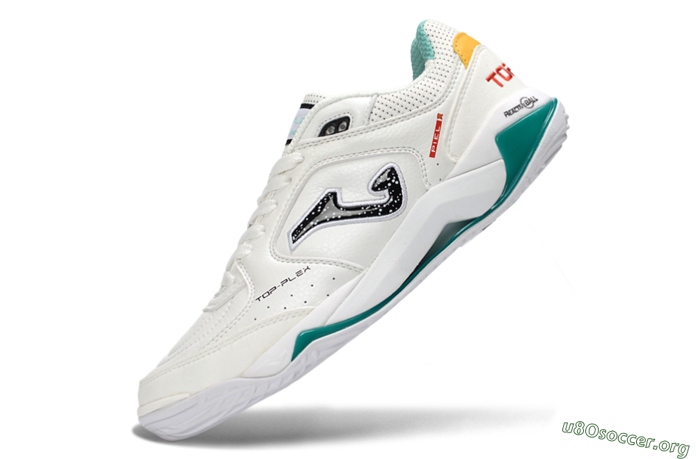 Joma Top Flex IC Football Shoes - White/Teal Splash/Golden Accent 5