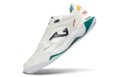 Joma Top Flex IC Football Shoes - White/Teal Splash/Golden Accent