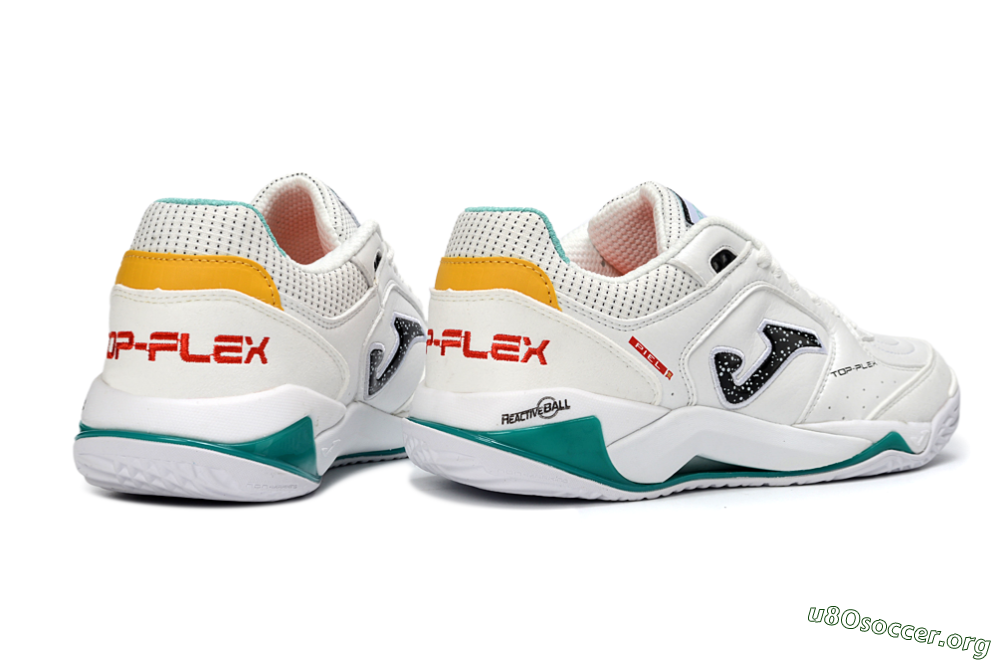 Joma Top Flex IC Football Shoes - White/Teal Splash/Golden Accent 6