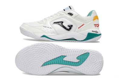 Joma Top Flex IC Football Shoes - White/Teal Splash/Golden Accent