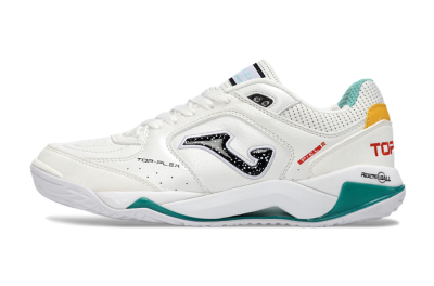Joma Top Flex IC Football Shoes - White/Teal Splash/Golden Accent