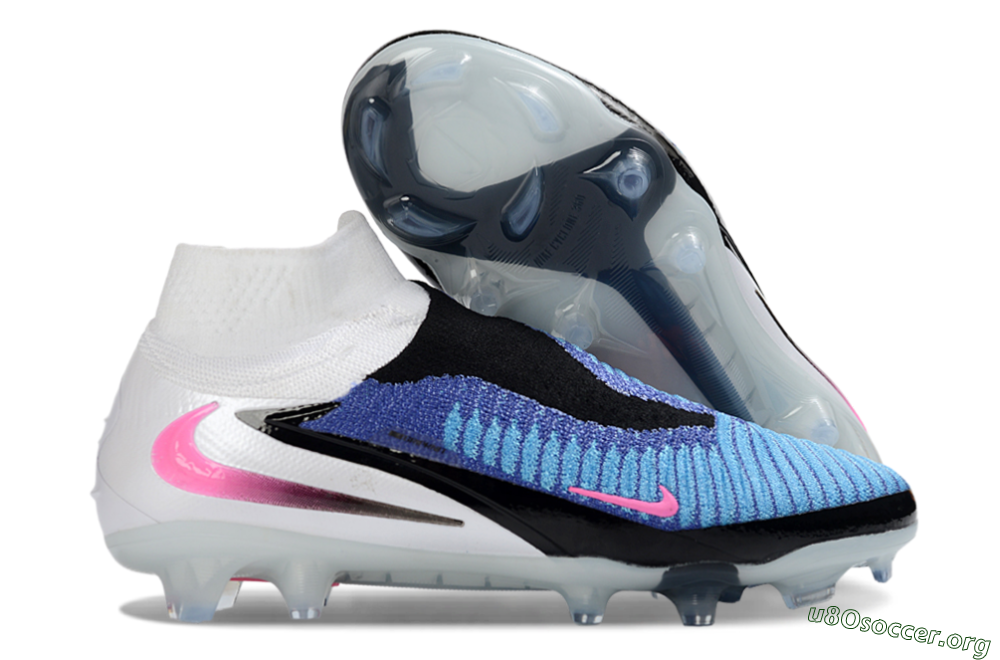 Nike Phantom 6 Elite High FG Football Boots - Blue/Electric Blue/Neon Pink 2