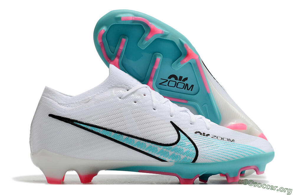 Nike Air Zoom Mercurial Vapor 15 Elite FG Football Boots - White/Blue/Pink 2