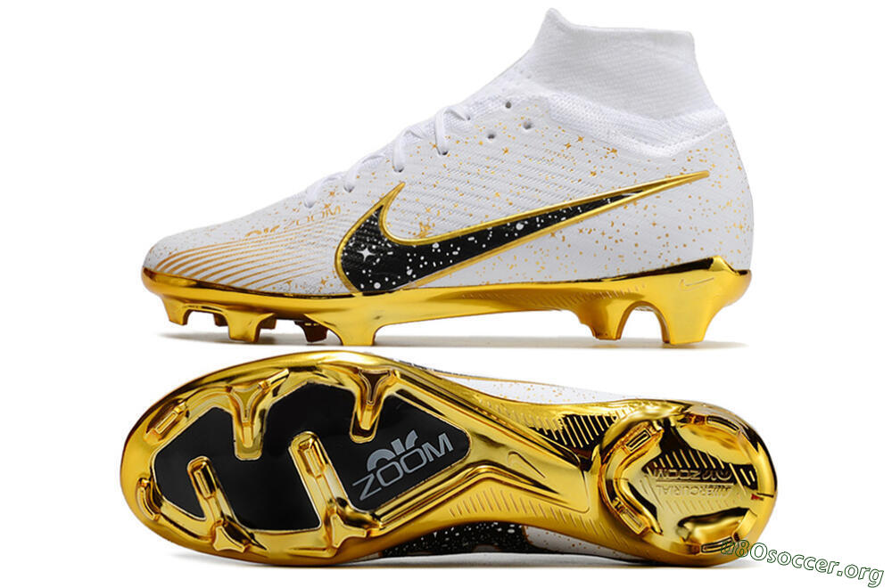 Nike Air Zoom Mercurial Superfly 9 Elite FG Football Boots - White/Black/Gold 1