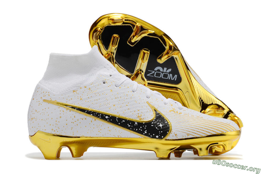 Nike Air Zoom Mercurial Superfly 9 Elite FG Football Boots - White/Black/Gold 2