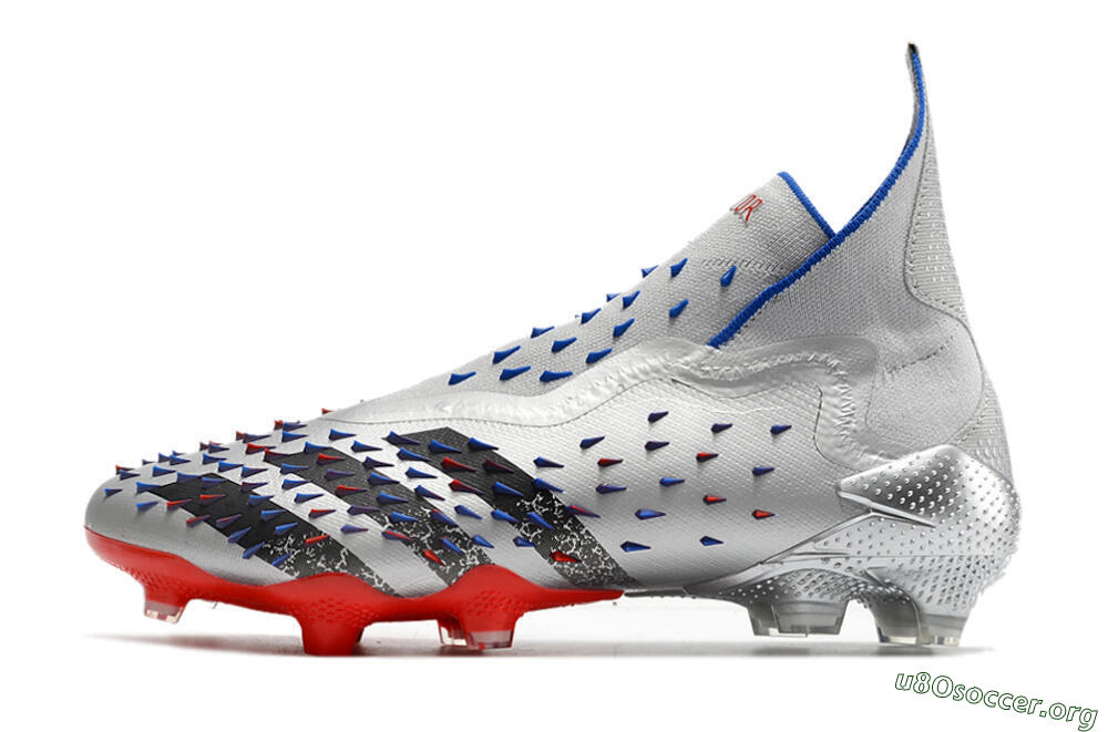 Adidas Predator Freak+ FG Football Boots - Silver/Black/Blue/Red 3