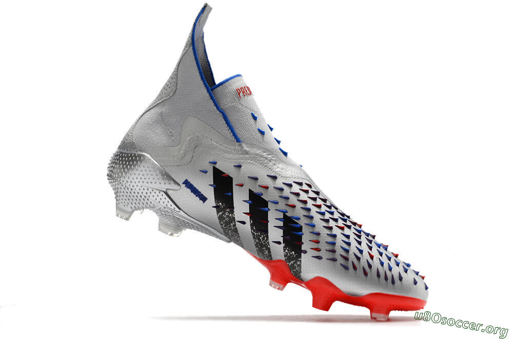 Adidas Predator Freak+ FG Football Boots - Silver/Black/Blue/Red 4