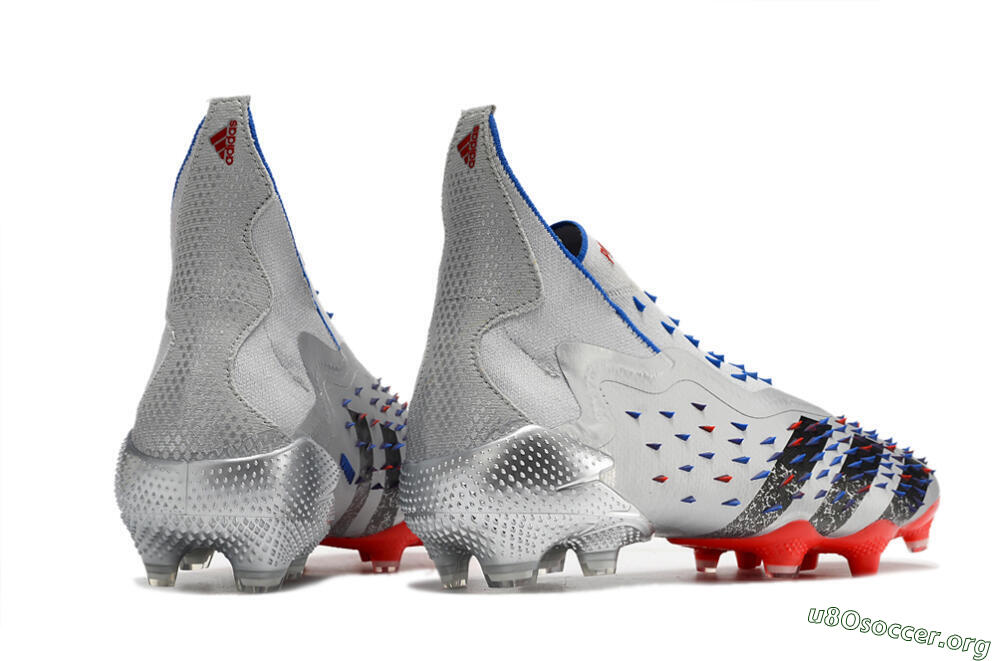 Adidas Predator Freak+ FG Football Boots - Silver/Black/Blue/Red 6
