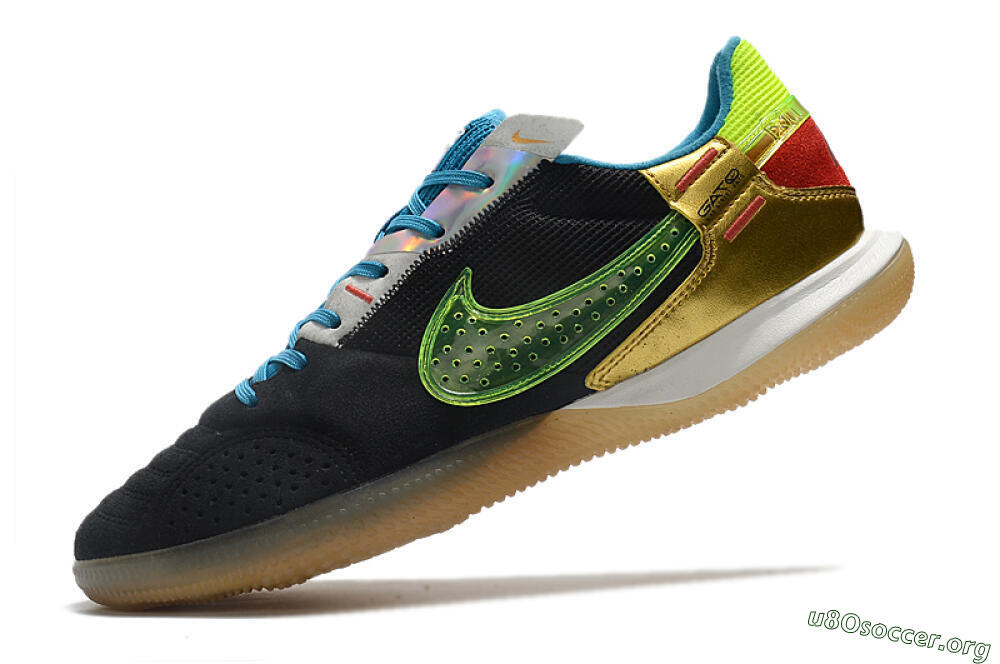 Nike Streetgato IC Football Shoes - Grey/Black/Green/Red 4