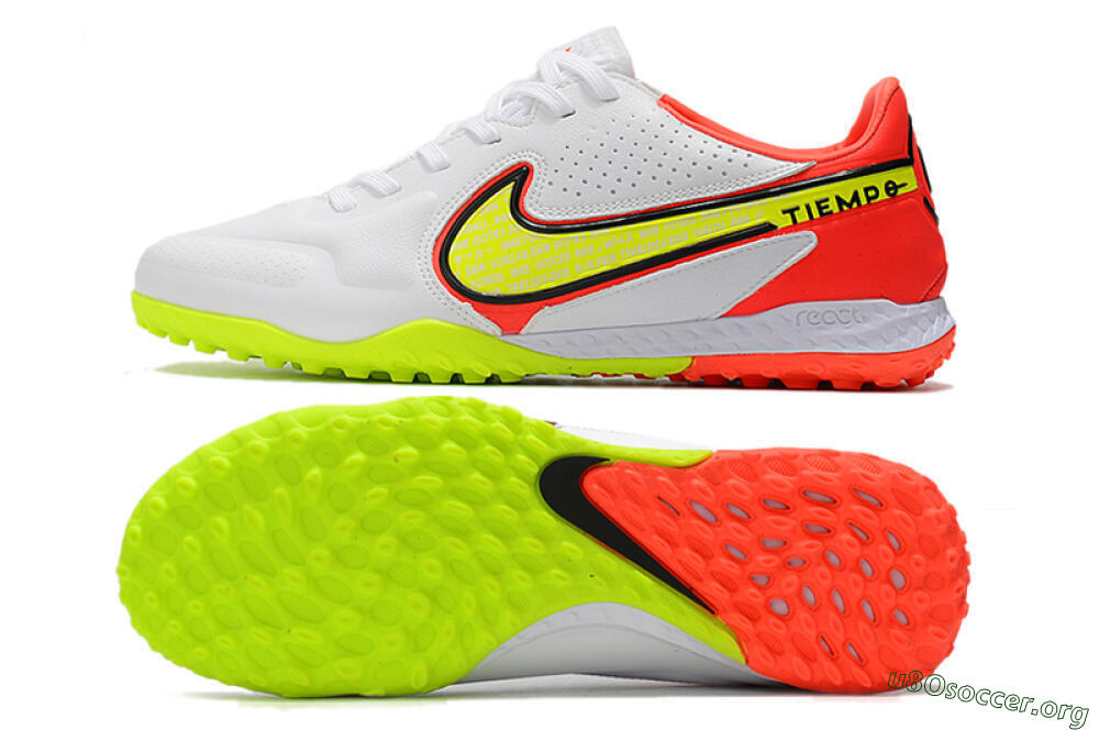 Nike React Tiempo Legend 9 Pro TF Football Shoes - White/Red/Yellow 1