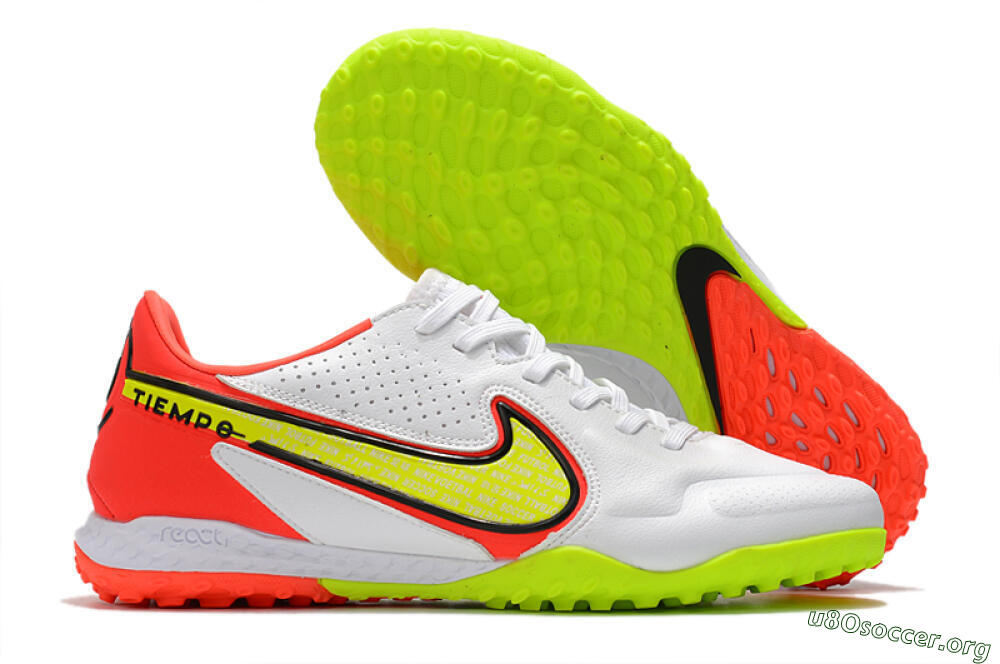 Nike React Tiempo Legend 9 Pro TF Football Shoes - White/Red/Yellow 2