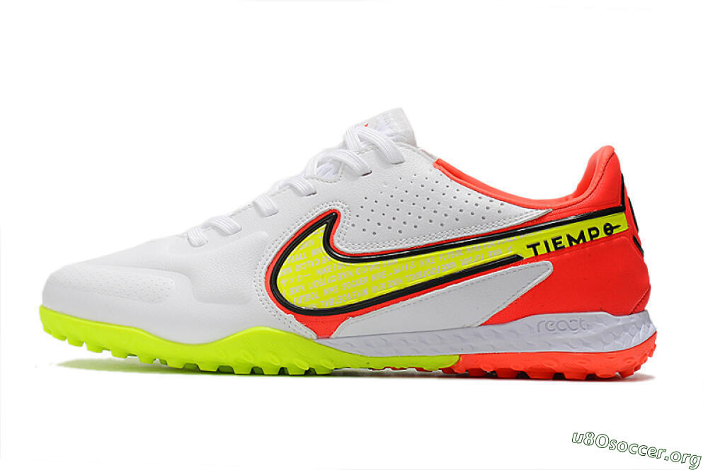 Nike React Tiempo Legend 9 Pro TF Football Shoes - White/Red/Yellow 3